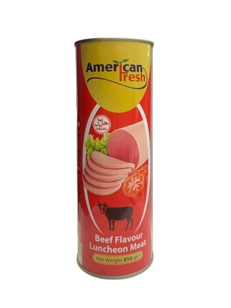 کنسرو گوشت کالباس گاو 850 گرم امریکن فارم – American farm Beef flavour Luncheon meat