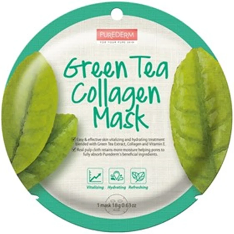 ماسک ورقه ای صورت چای سبز و کلاژن پیوردرم Purederm Green Tea Collagen