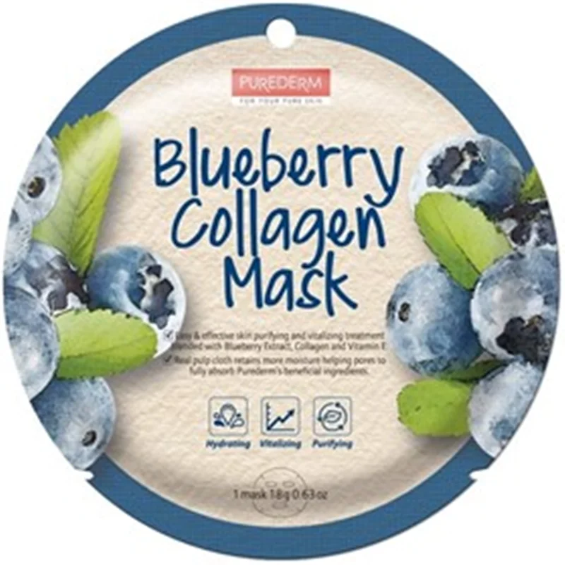 ماسک ورقه ای صورت بلوبری و کلاژن پیوردرم Purederm Blueberry Collagen