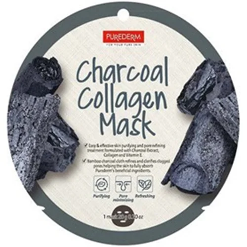 ماسک ورقه ای ذغال بامبو و کلاژن پیوردرم Purederm Charcoal Collagen