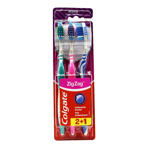 مسواک کلگیت COLGATE اصل مدل ZigZag با برس مدیوم بسته سه عددی