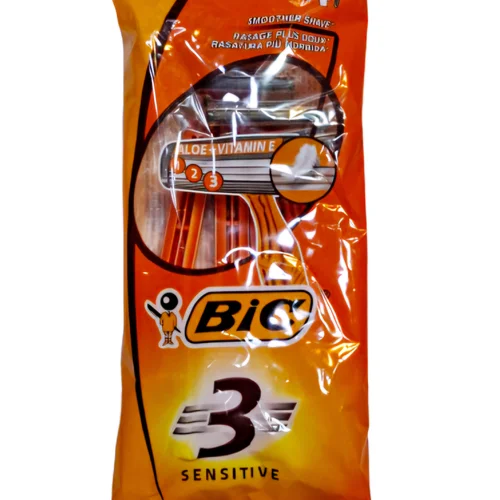 تیغ اصلاح 3 لبه مدل Sensitive نارنجی بیک بسته 3 عددی